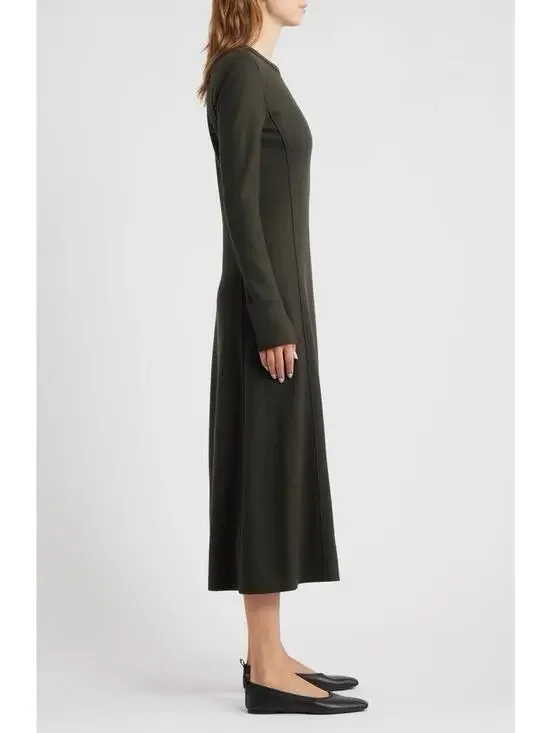 New Rag & Bone Yan Long Sleeve Wool Sweater Dress in Army Size 8 - Picture 3 of 13